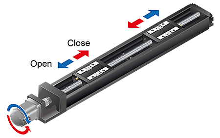 LM Guide Actuator KR-RL for synchronous right / left movement with one motor